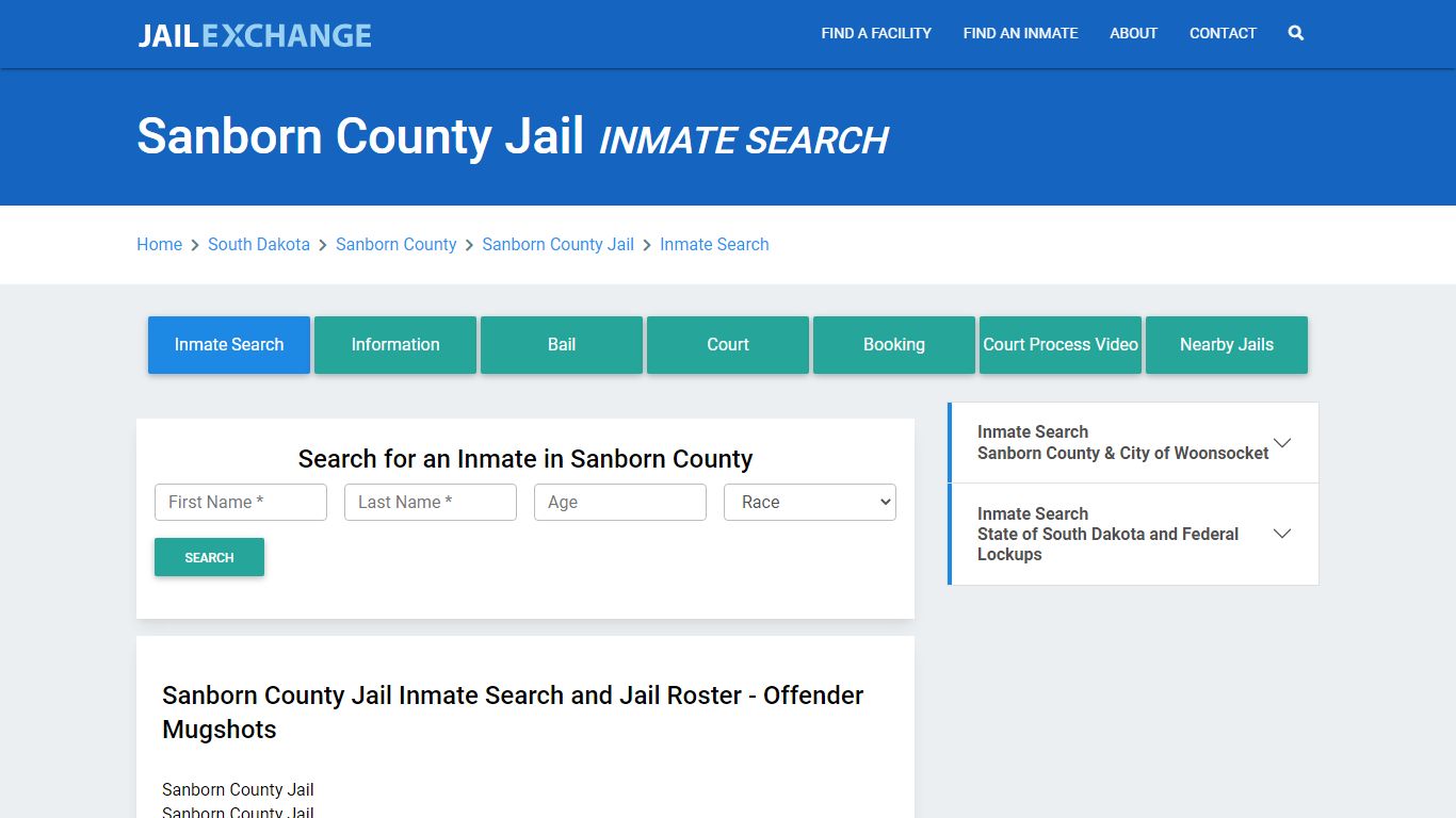 Sanborn County Jail, SD Inmate Search: Roster & Mugshots