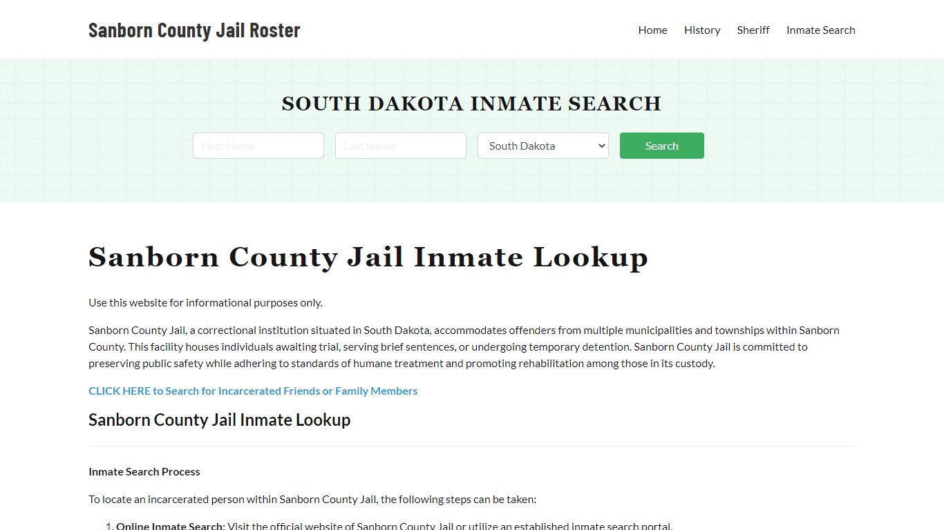 Sanborn County Jail Roster Lookup, SD, Inmate Search