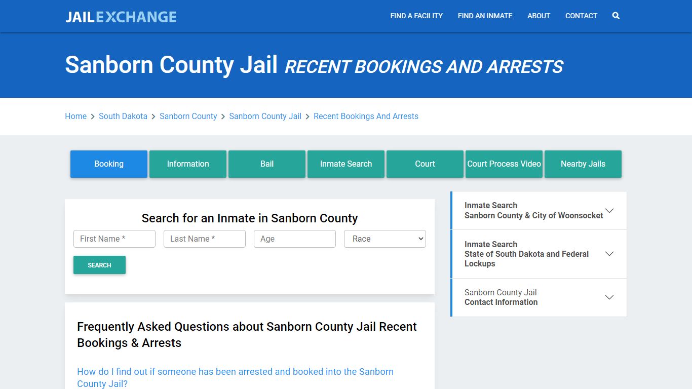 Sanborn County Jail Recent Bookings And Arrests - Jail Exchange