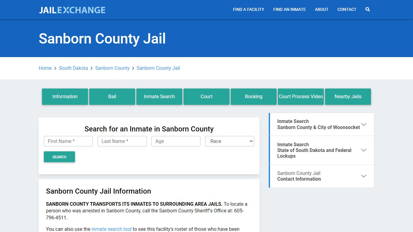 Sanborn County Jail Roster Lookup, SD, Inmate Search